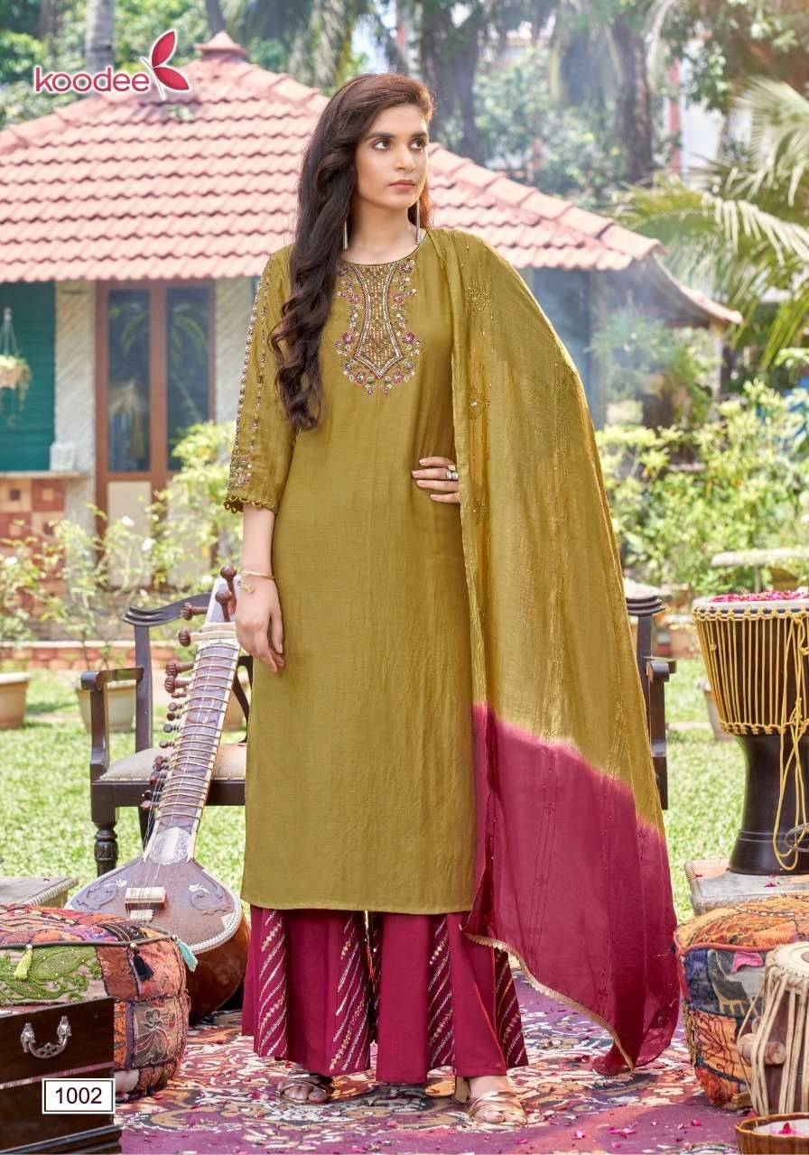 Koodee Sanaya 1 Heavy Chinon Wholesale Readymade Salwar Suit Catalog — Wholesale Salwar Suits, MPA wholesale from Surat - Gallery Image 6